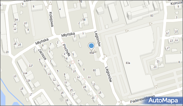 Czechowice-Dziedzice, Legionów, 60a, mapa Czechowic-Dziedzic
