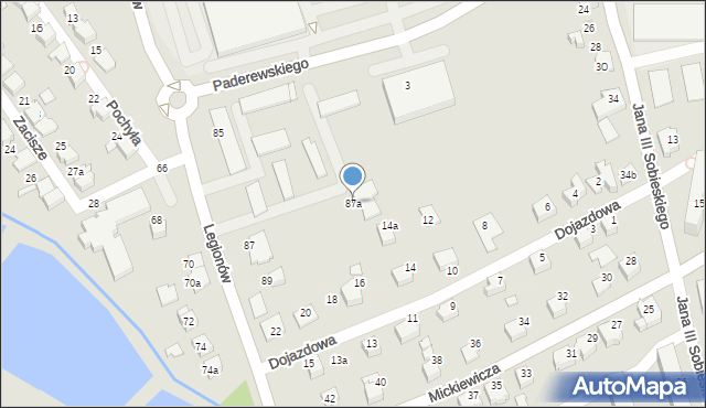 Czechowice-Dziedzice, Legionów, 87a, mapa Czechowic-Dziedzic