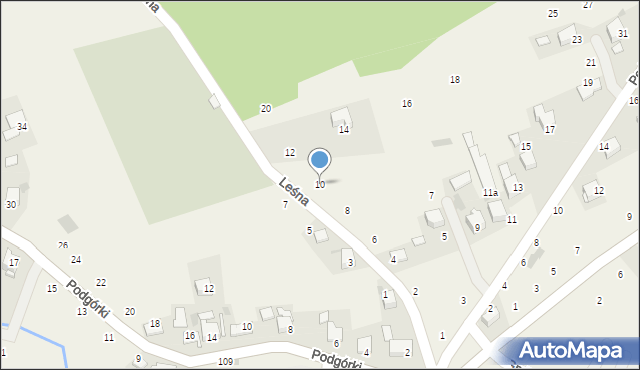 Czernichów, Leśna, 10, mapa Czernichów