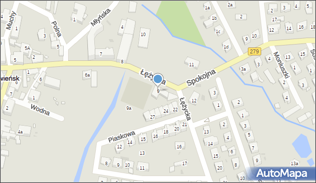Czerwieńsk, Łężycka, 9, mapa Czerwieńsk