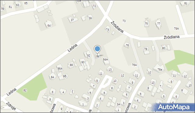 Czerwonak, Leśna, 94, mapa Czerwonak