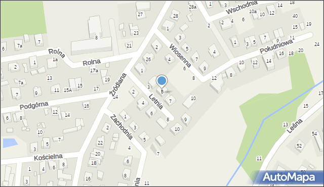 Czerwonak, Letnia, 5, mapa Czerwonak