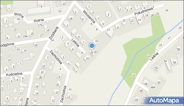 Czerwonak, Letnia, 9, mapa Czerwonak