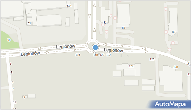 Częstochowa, Legionów, 118, mapa Częstochowy