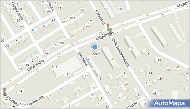 Częstochowa, Legionów, 20A, mapa Częstochowy