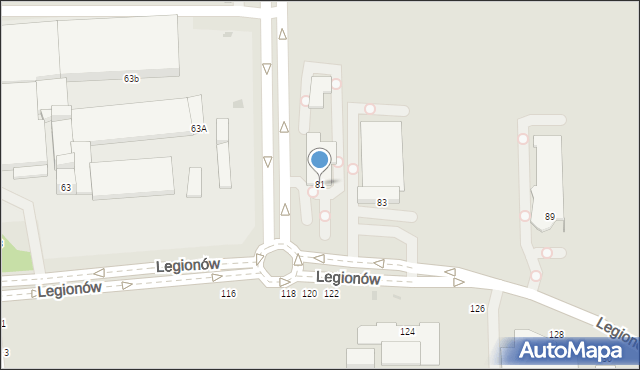 Częstochowa, Legionów, 81, mapa Częstochowy