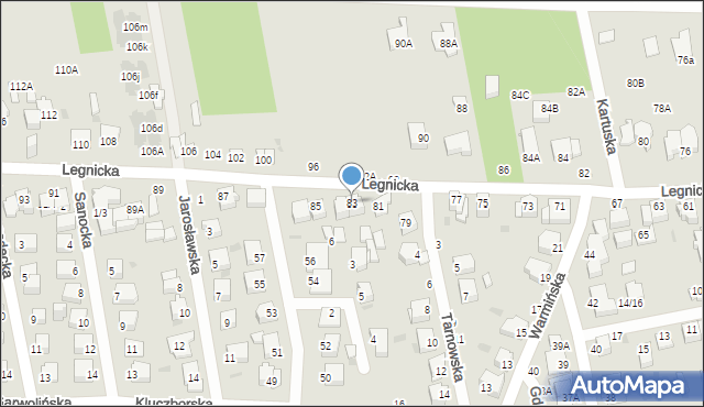 Częstochowa, Legnicka, 83, mapa Częstochowy