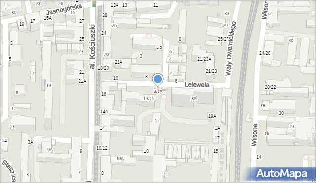 Częstochowa, Lelewela Joachima, 3/9A, mapa Częstochowy
