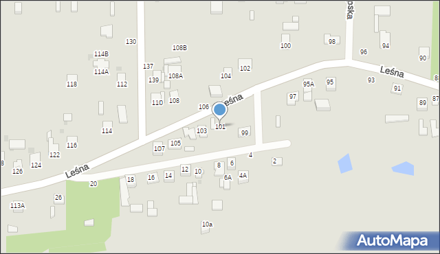 Częstochowa, Leśna, 101, mapa Częstochowy