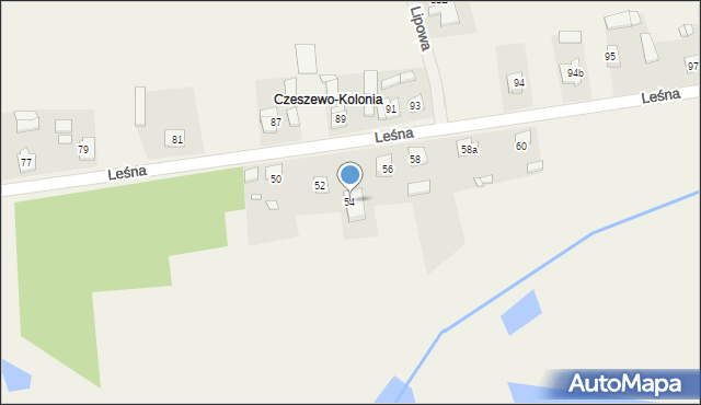 Czeszewo, Leśna, 54, mapa Czeszewo