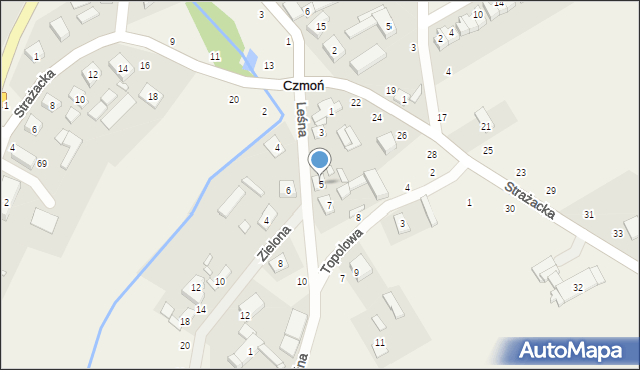 Czmoń, Leśna, 5, mapa Czmoń