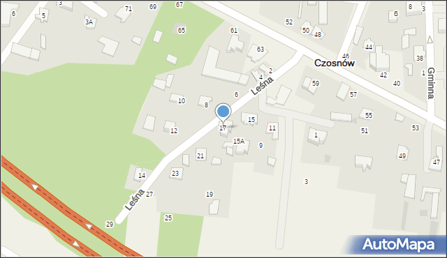 Czosnów, Leśna, 17, mapa Czosnów