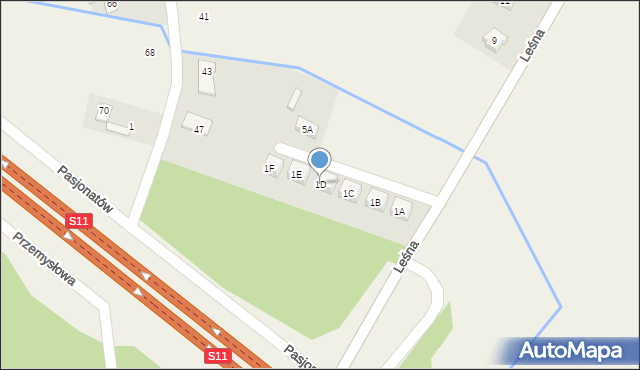 Dąbrowa, Leśna, 1D, mapa Dąbrowa