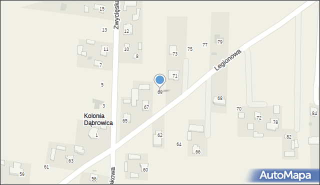 Dąbrowica, Legionowa, 69, mapa Dąbrowica