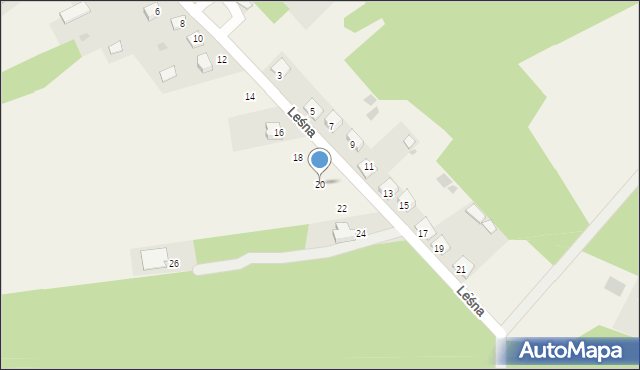 Dąbrówka-Ług, Leśna, 20, mapa Dąbrówka-Ług