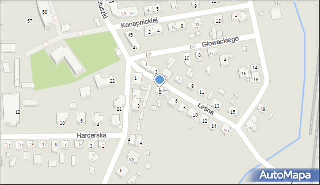 Dębno, Leśna, 2, mapa Dębno