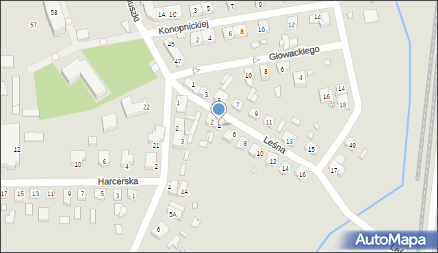 Dębno, Leśna, 4, mapa Dębno