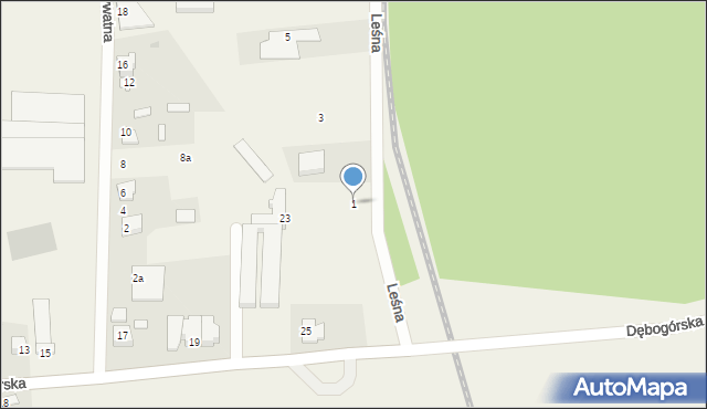 Dębogórze-Wybudowanie, Leśna, 1, mapa Dębogórze-Wybudowanie
