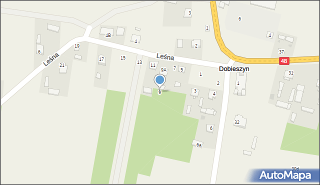 Dobieszyn, Leśna, 9, mapa Dobieszyn