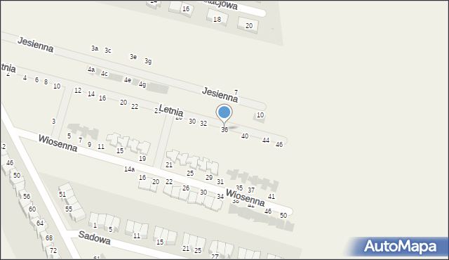 Dobrzykowice, Letnia, 36, mapa Dobrzykowice