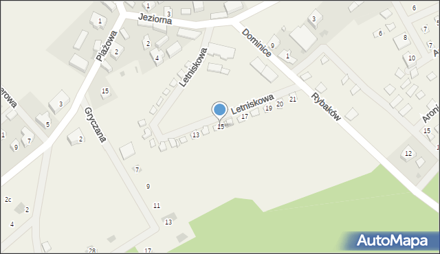 Dominice, Letniskowa, 15, mapa Dominice