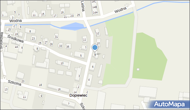Dopiewiec, Leśna, 8, mapa Dopiewiec