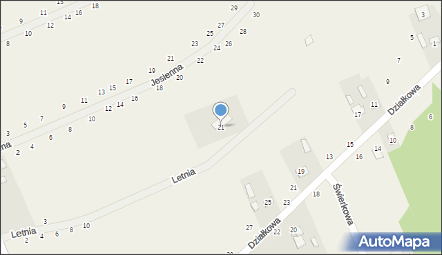 Działki, Letnia, 21, mapa Działki