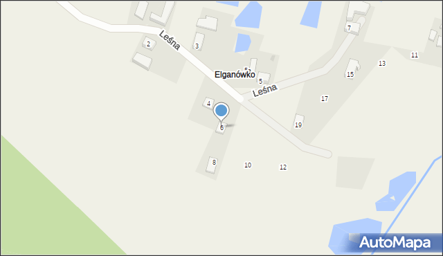 Ełganowo, Leśna, 6, mapa Ełganowo