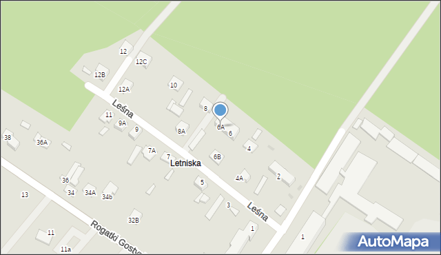 Gąbin, Leśna, 6A, mapa Gąbin