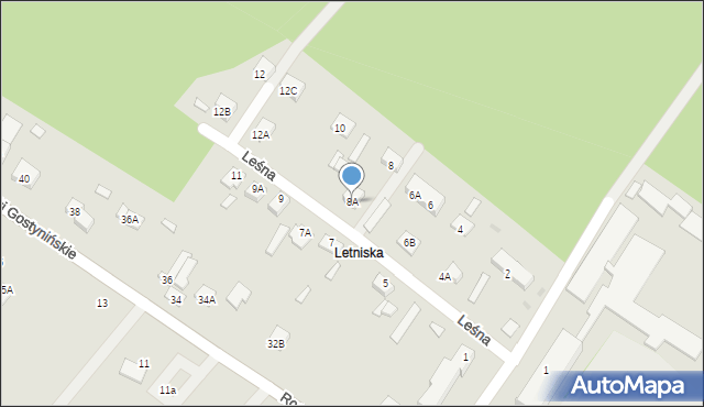 Gąbin, Leśna, 8A, mapa Gąbin
