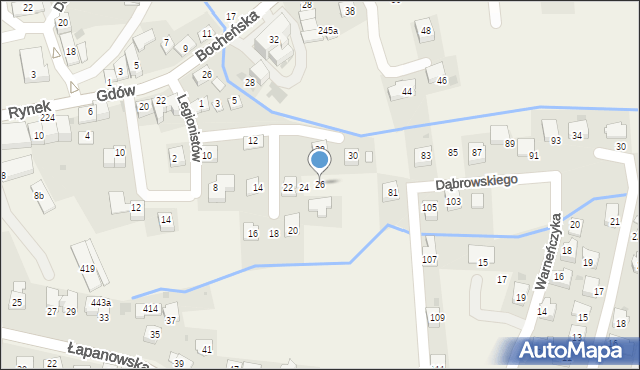 Gdów, Legionistów, 26, mapa Gdów