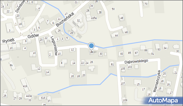 Gdów, Legionistów, 28, mapa Gdów