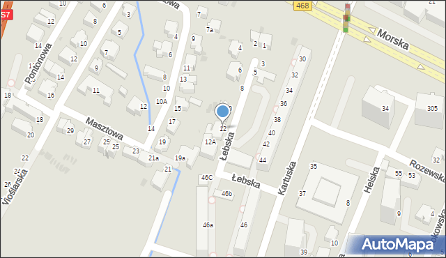 Gdynia, Łebska, 12, mapa Gdyni