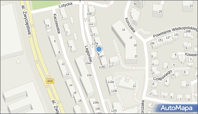 Gdynia, Legionów, 115, mapa Gdyni