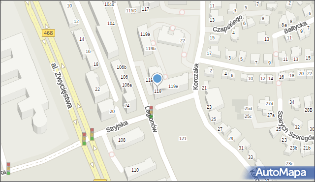 Gdynia, Legionów, 119, mapa Gdyni