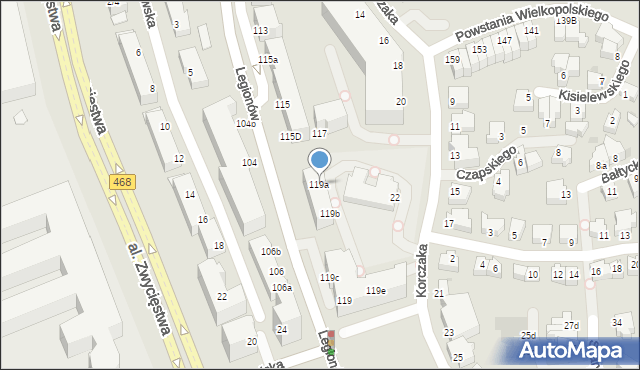 Gdynia, Legionów, 119a, mapa Gdyni