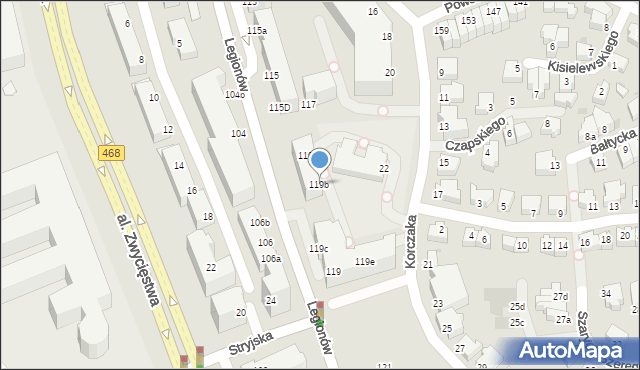 Gdynia, Legionów, 119b, mapa Gdyni