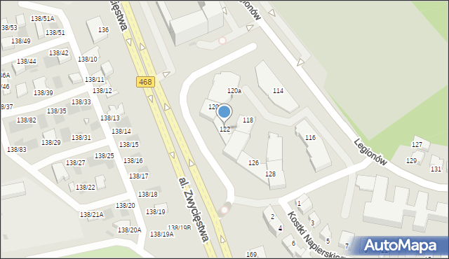 Gdynia, Legionów, 120b, mapa Gdyni
