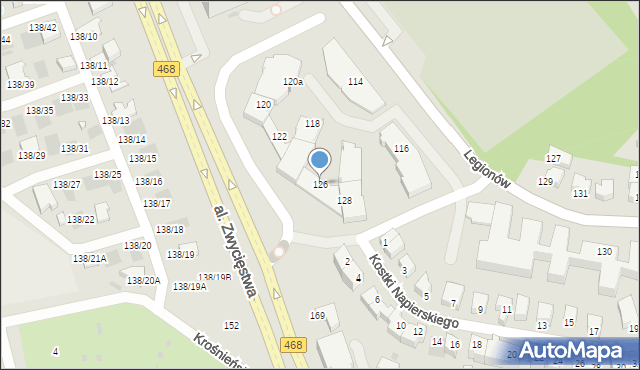 Gdynia, Legionów, 126, mapa Gdyni
