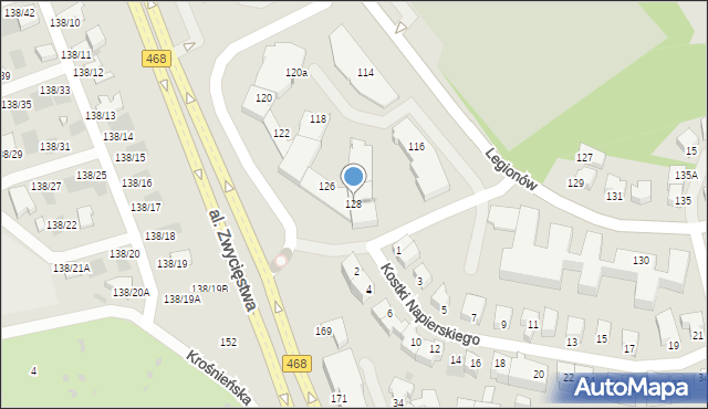 Gdynia, Legionów, 128, mapa Gdyni