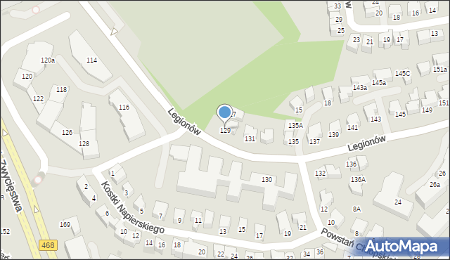 Gdynia, Legionów, 129, mapa Gdyni