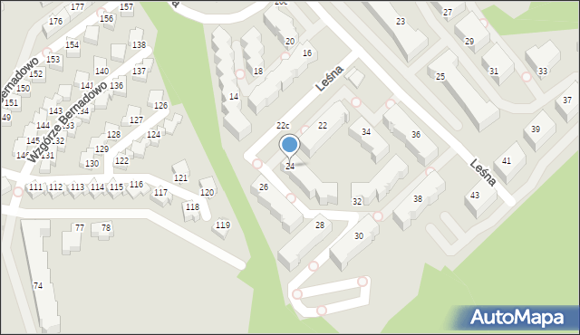 Gdynia, Leśna, 24, mapa Gdyni