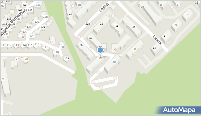 Gdynia, Leśna, 28, mapa Gdyni