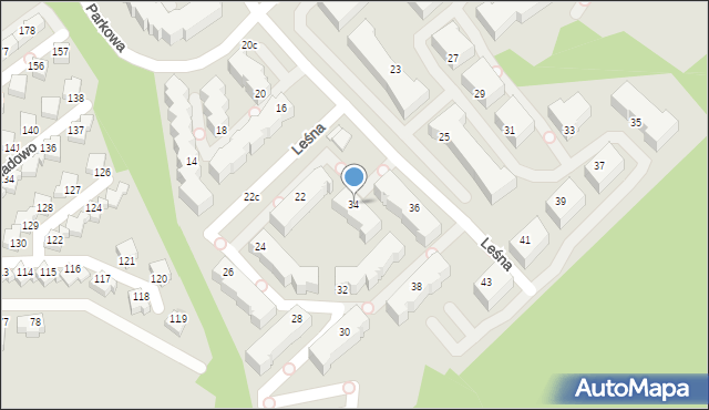 Gdynia, Leśna, 34, mapa Gdyni