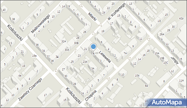 Gliwice, Lelewela Joachima, 5, mapa Gliwic