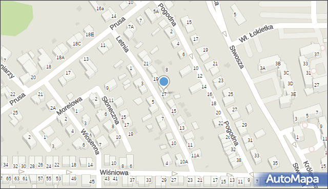 Głogów, Letnia, 17, mapa Głogów