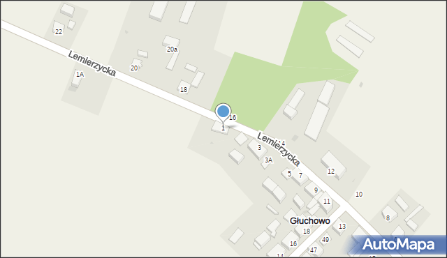 Głuchowo, Lemierzycka, 1, mapa Głuchowo