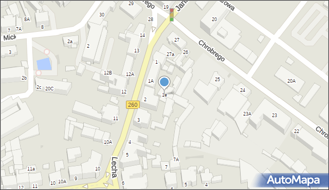 Gniezno, Lecha, 1e, mapa Gniezna