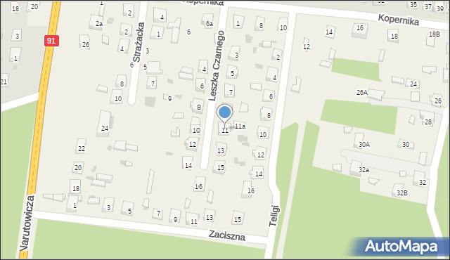 Gomunice, Leszka Czarnego, 11, mapa Gomunice