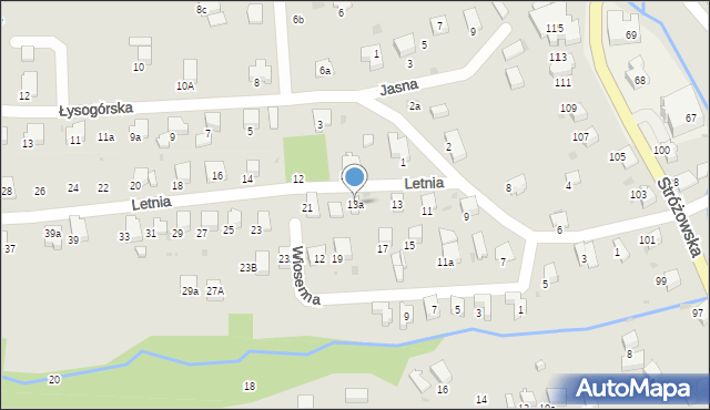 Gorlice, Letnia, 13a, mapa Gorlic